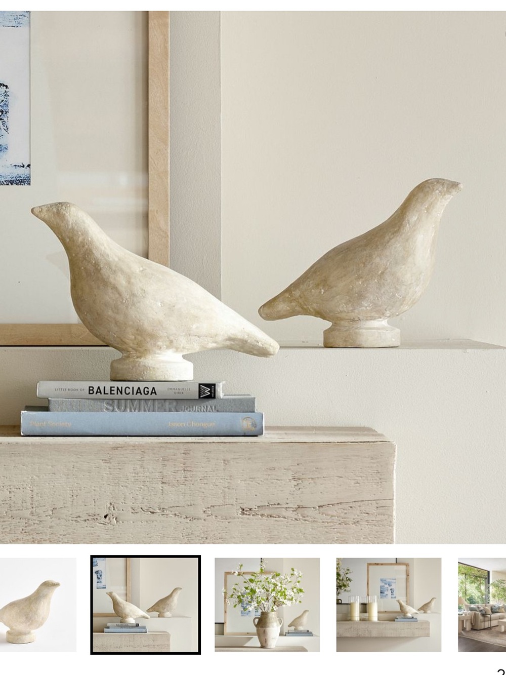 Pottery Barn Artisan Studio Bird Object Set of Two